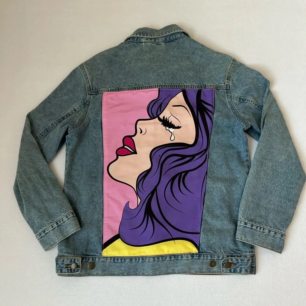 Chemistry  Classic Denim Jacket – Pop Art Statement Graphic Back - Image 2