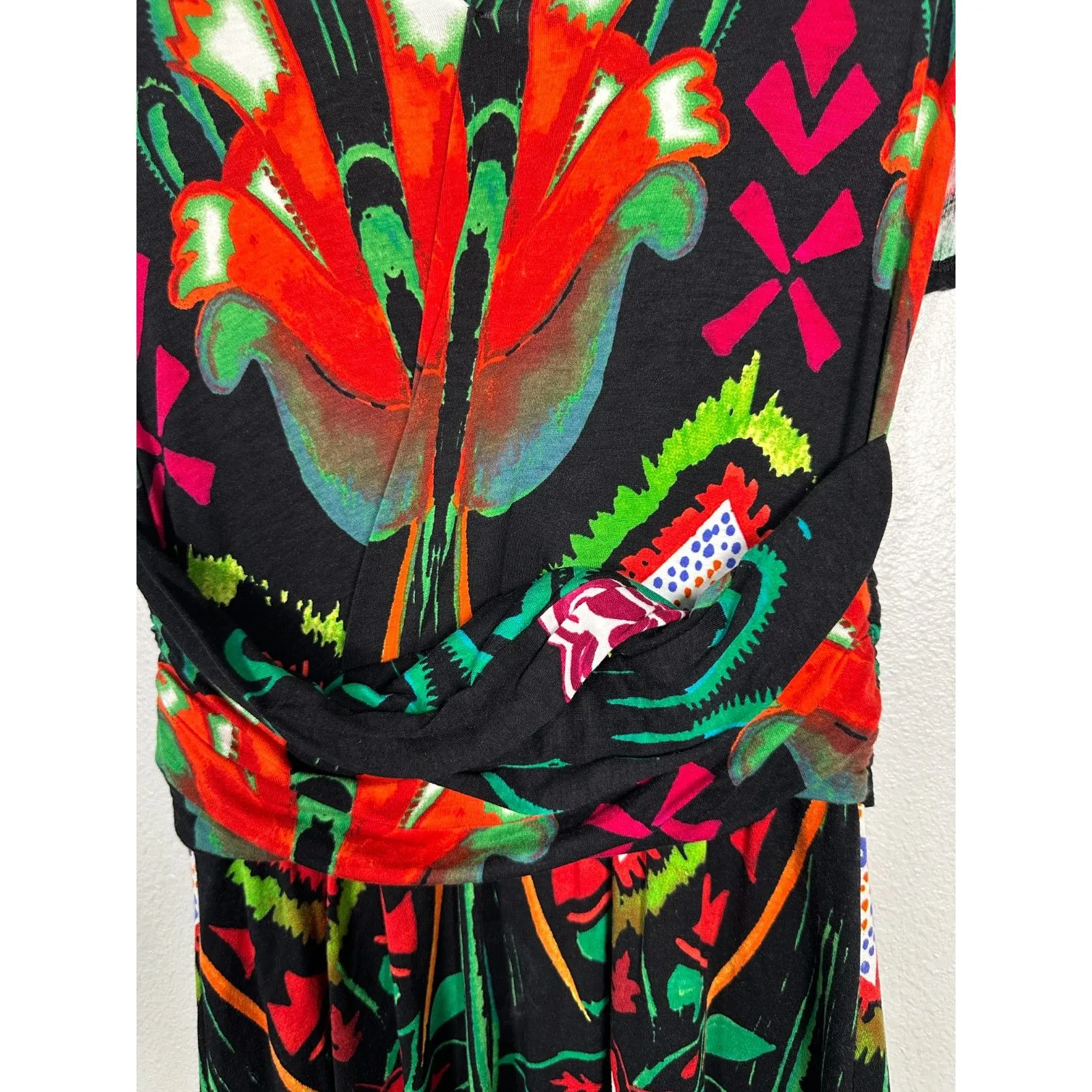 Desigual Cleopatra Faux Wrap Knee Length Dress Bright Bold Colorful Size Medium - Image 6