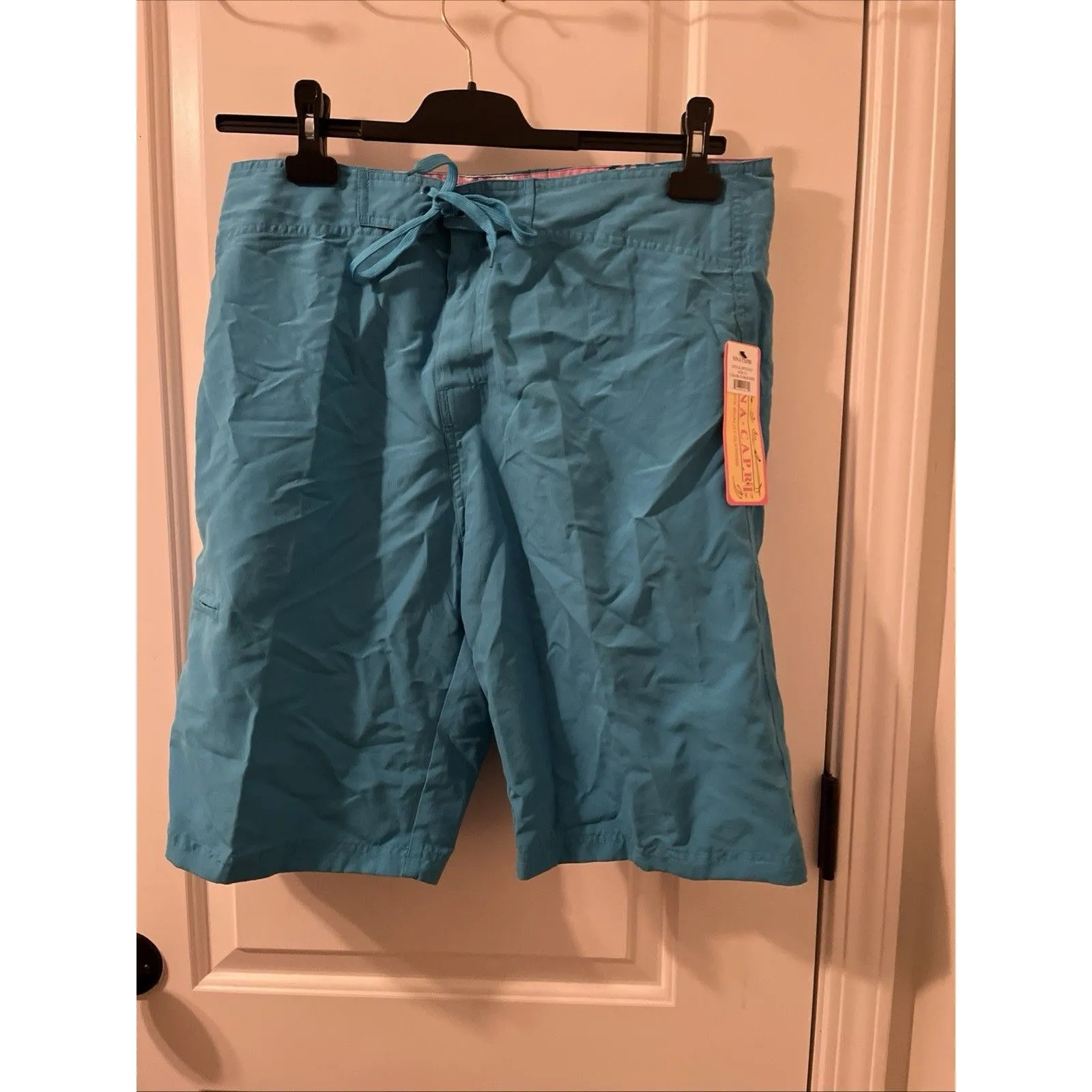 Nina Capri Women's Size 12 Turquoise Blue Board Shorts Drawstring - Image 6