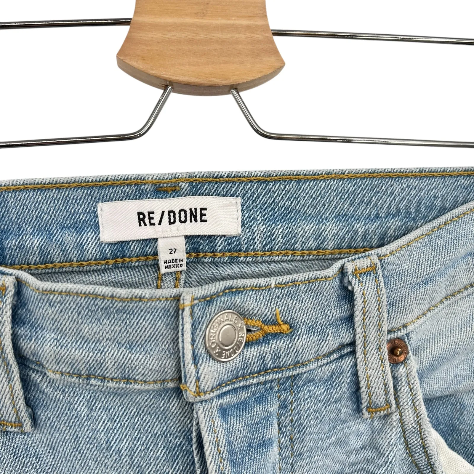 Re/Done 70s Stove Pipe Jeans Denim Seawater Destroyed Blue Size 27 - Image 14