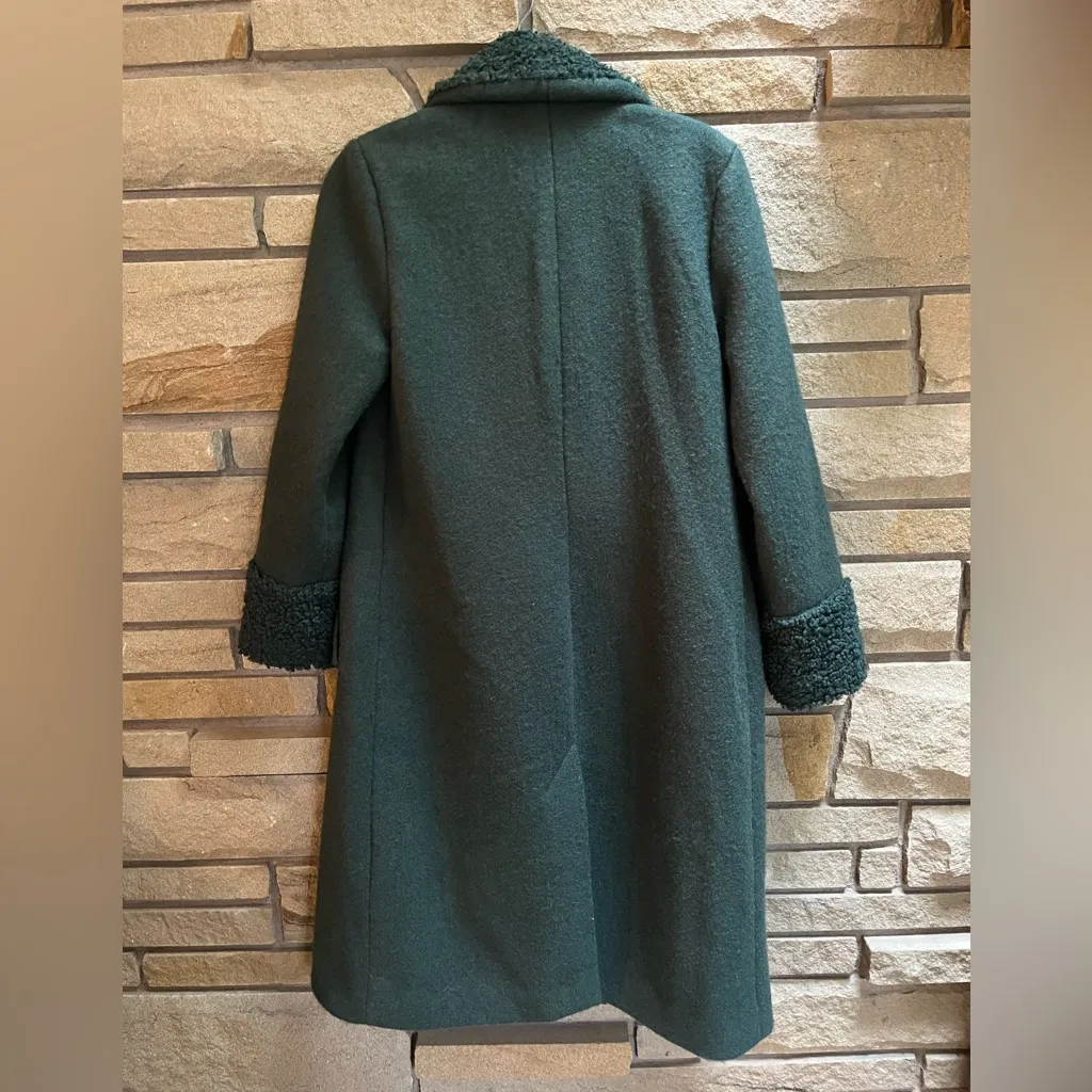 Anthropologie Hutch Colorblocked Sherpa-Trimmed Coat Green XS - Image 4