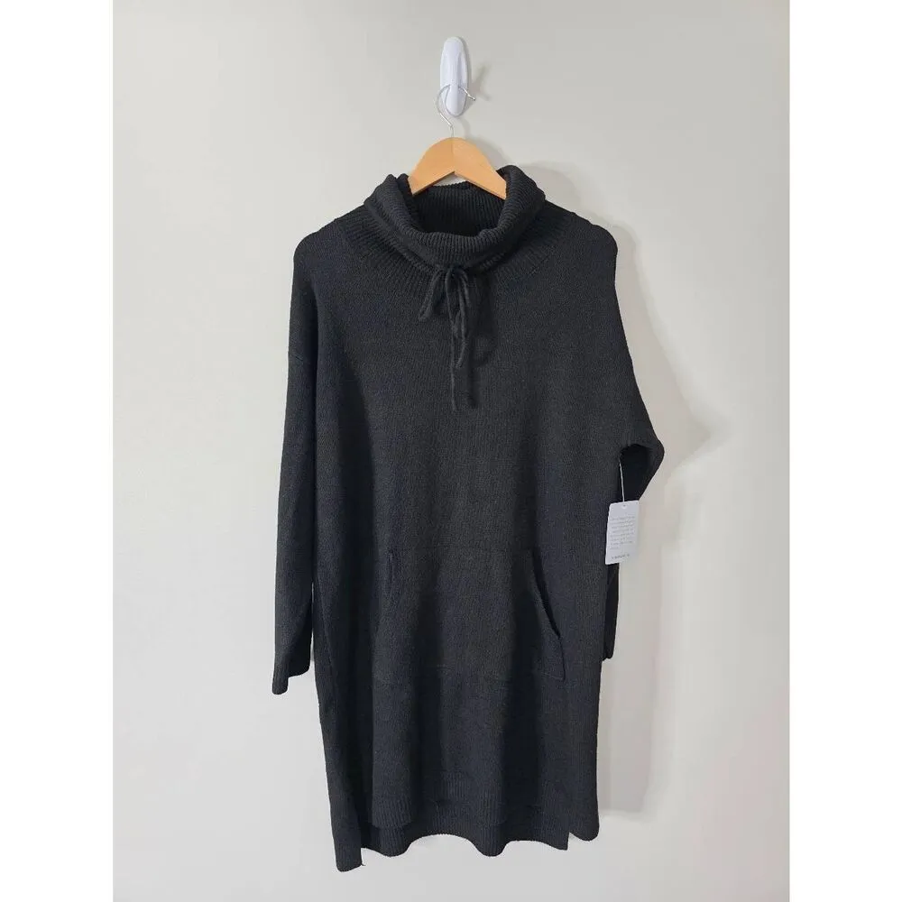 STITCHDROP Heather Black Turtleneck Sweater Dress Kangaroo Pocket Size L NEW Size L - Image 2