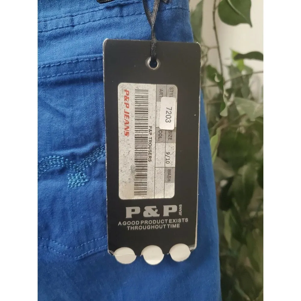 P&P Jeans Womens Solid Blue Cotton Mid Rise Straight Leg Casual Shorts Size 9/10 - Image 6