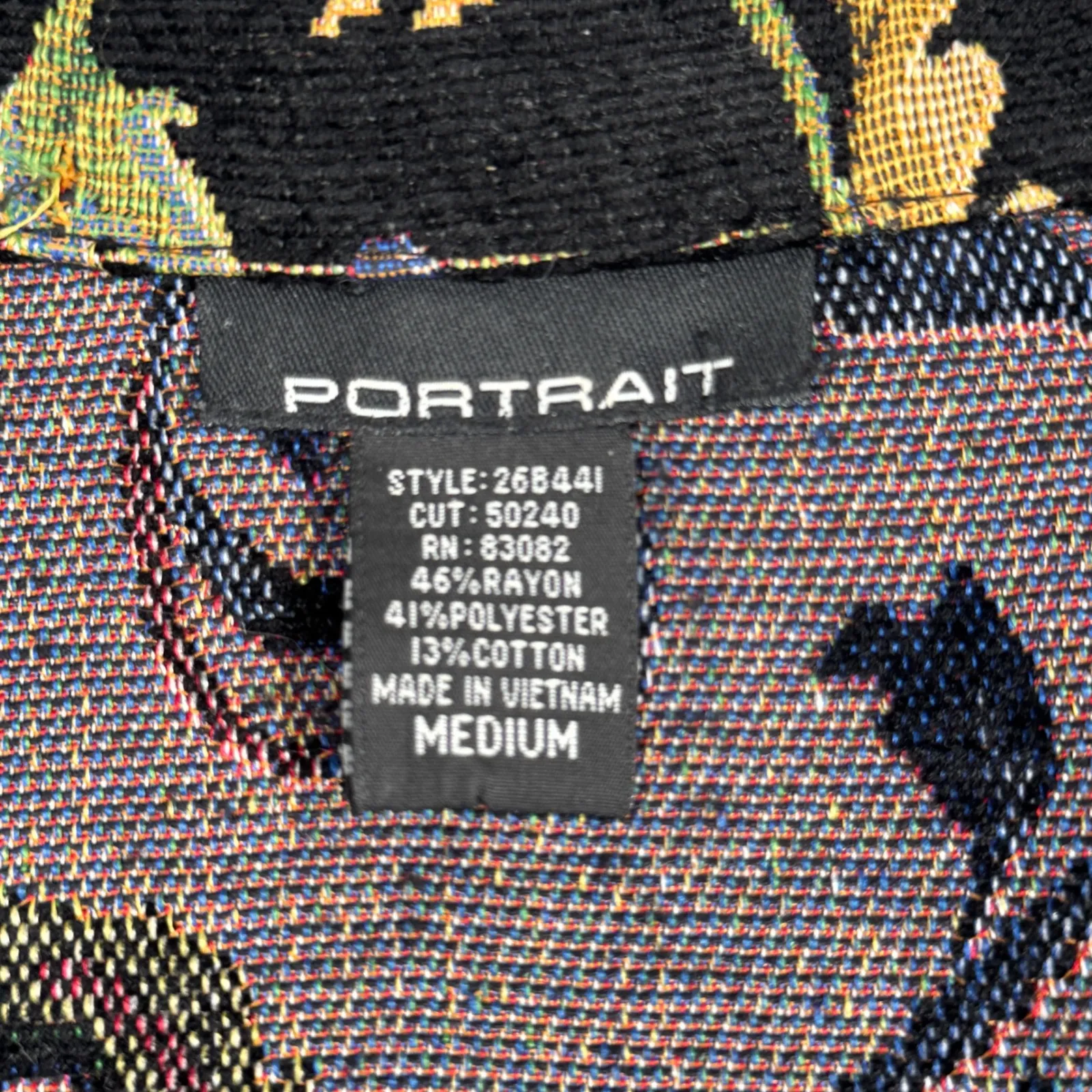 Portrait Tapestry‎ Jacket Floral Print Full Zip Up Lightweight Coat Size Medium Black - Image 11