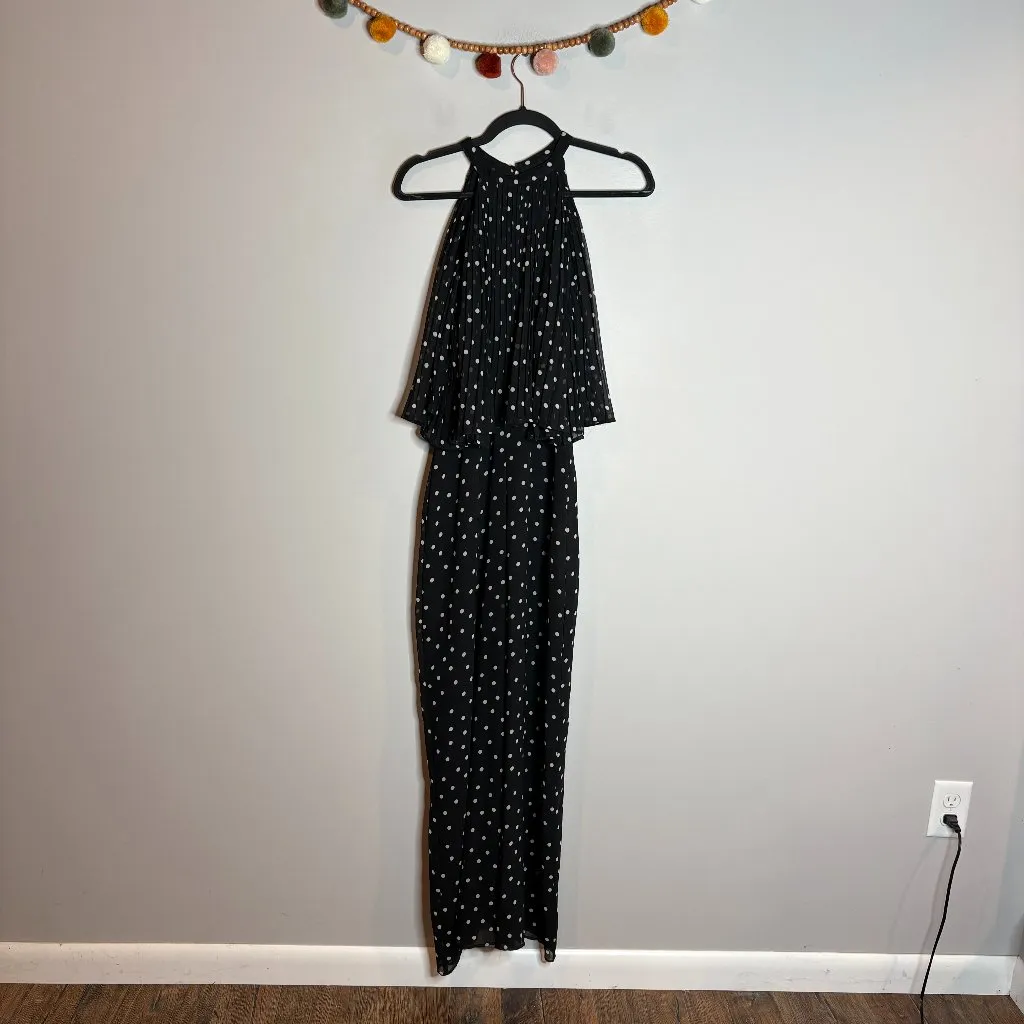 Zara black and white polkadot open back jumpsuit - Image 2