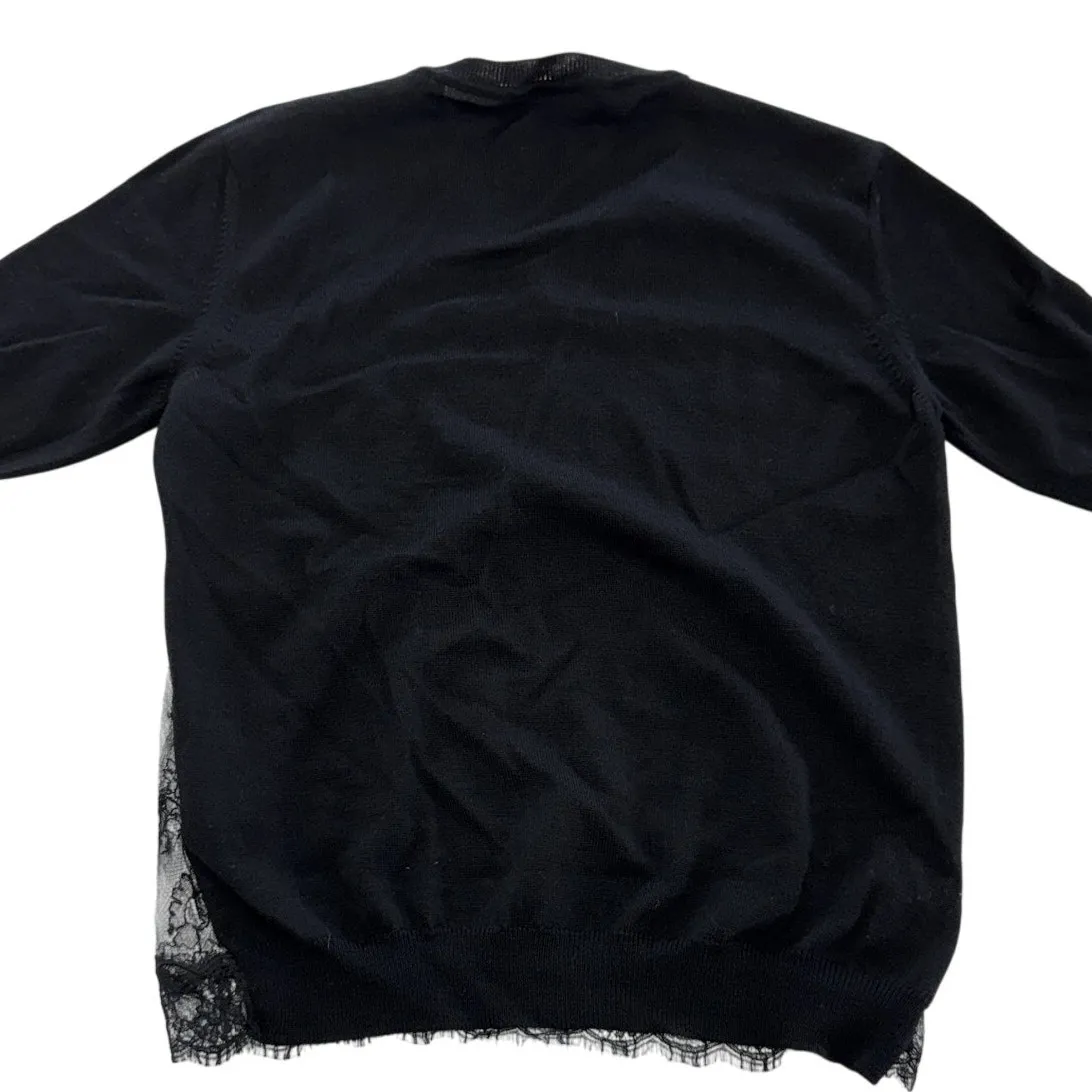 N°21 Sweater Womens Medium Wool Lace Knit Pullover Made in Italy Designer Top Black - Image 2