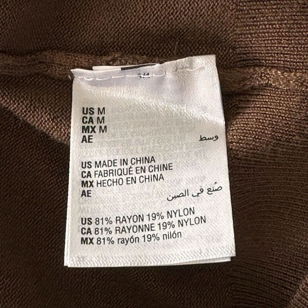 JM Collection Medium Sweater V-Neck Long Sleeve Stretch TIght-Knit Brown New - Image 6