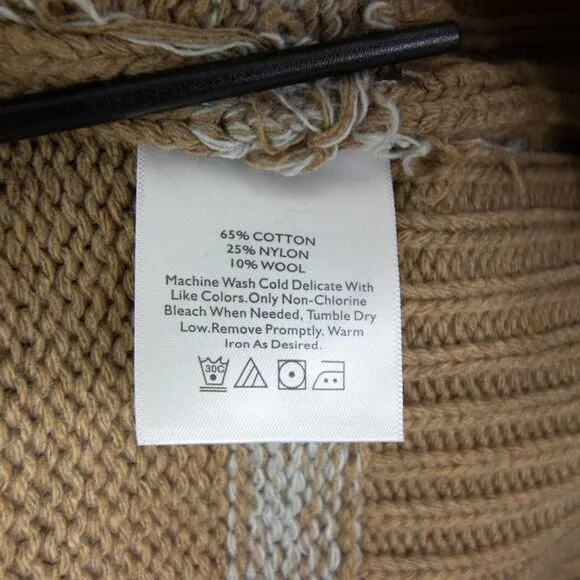 NWOT Eddie Bauer Turtleneck Striped cotton blend‎ Sweater, Tan XL - Image 7