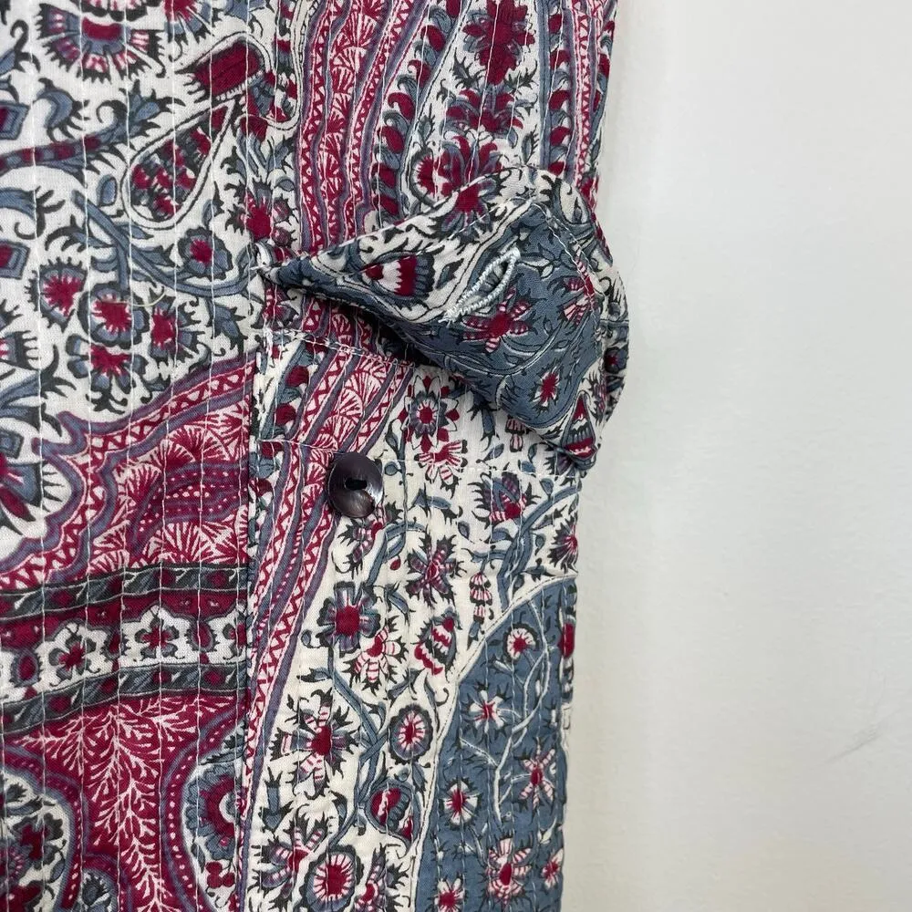 Antik Batik Quilted Cotton Voile Paisley Tajar Ankle Cargo Pants Trousers S 38 - Image 4