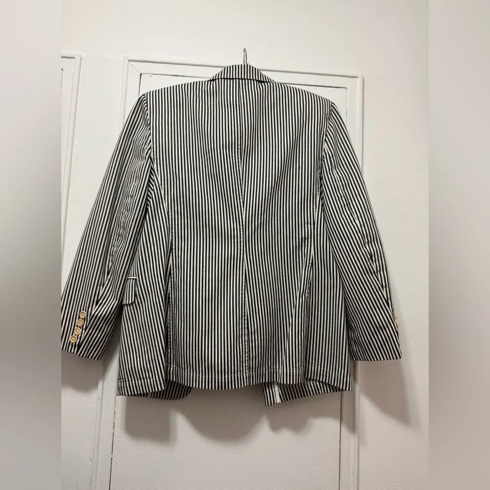 Lauren Ralph Lauren Black and White Striped Blazer Size 10 - Image 2