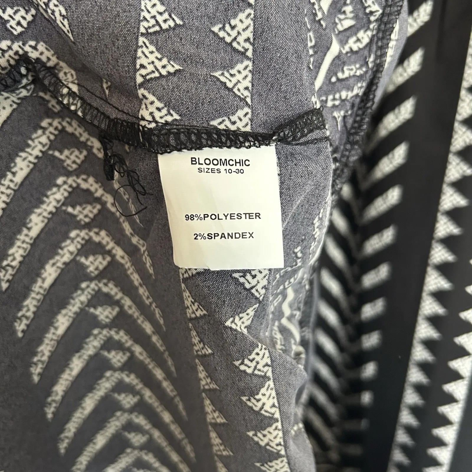 Bloomchic Black White‎ Tribal Print Knee Length Dress Size 22/24 NWT - Image 7