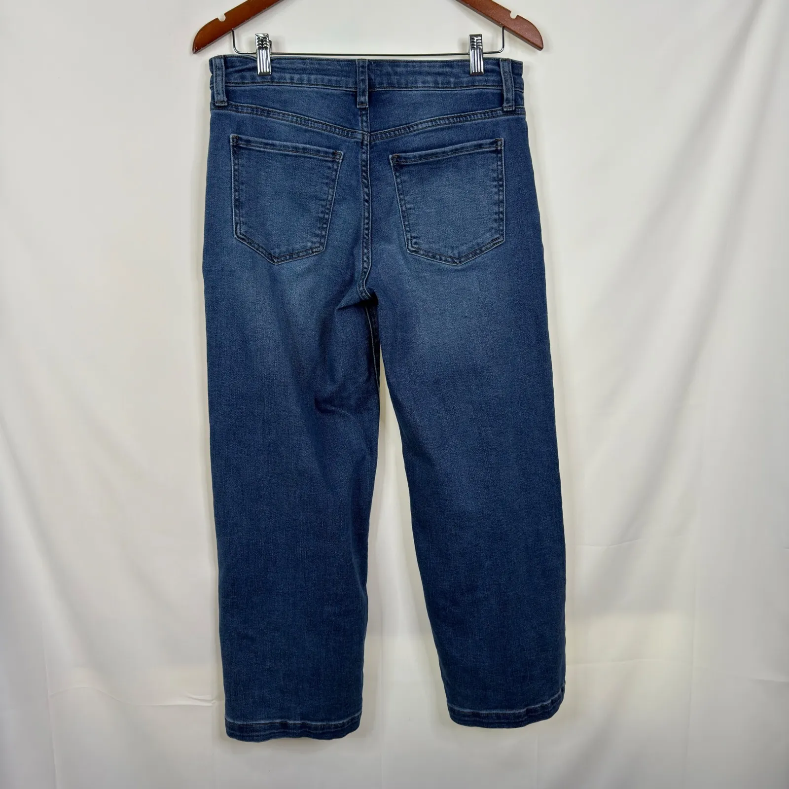 KUT From The Kloth Meg Wide Leg Cropped High Rise Jeans Blue Wash Size 6 - Image 5