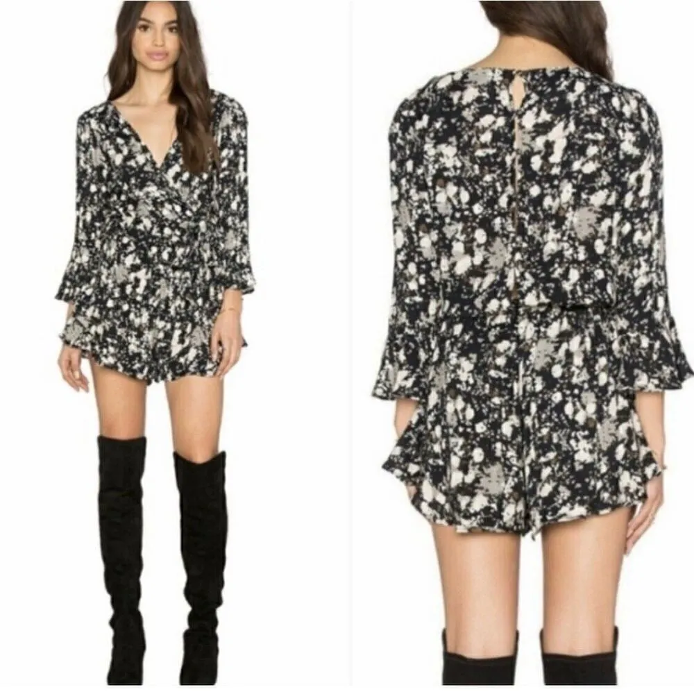 Free People‎ All The Right Ruffles Romper in Ivory Black, Size XS - Image 14