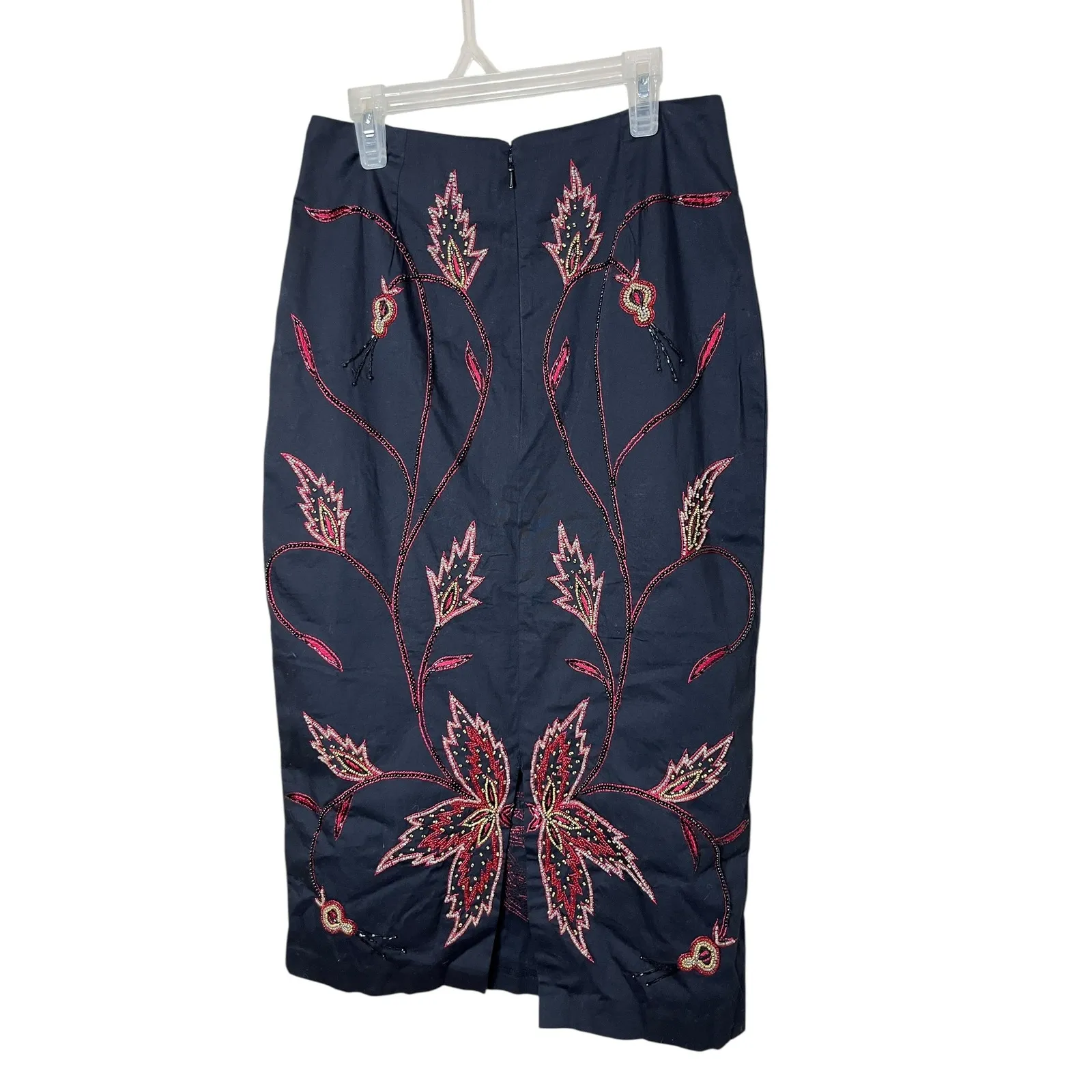 Vintage DOLCE Apparel Black Floral Beaded Embellished Skirt Womens size Small - Image 4