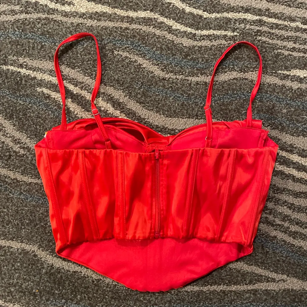 Red Satin Corset Top Size L - Image 2