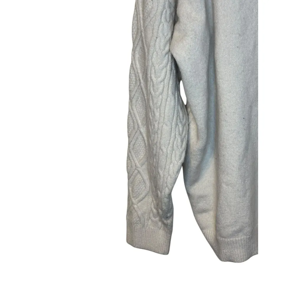 Aelifric Eden Women's Sweater Cable Knit Pullover Long Sleeve Oversized White XL - Image 5