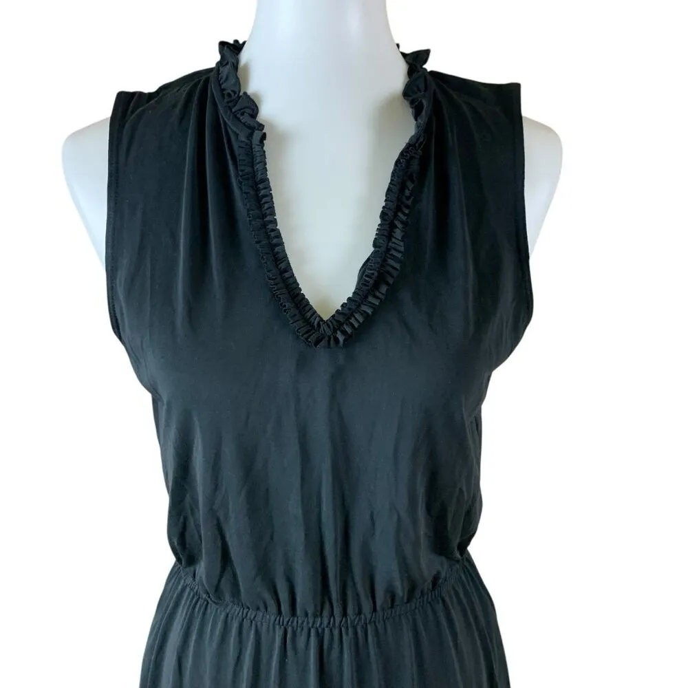 Another‎ Love Black Ruffle Neck Sleeveless Tiered Midi Dress Elegant Cocktail S - Image 2