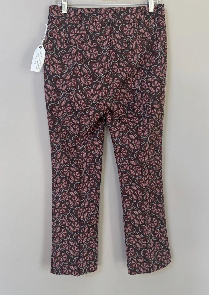 NWT Anthropologie The Essential Slim Straight Trousers  Brown Brocade Print sz 6 - Image 6