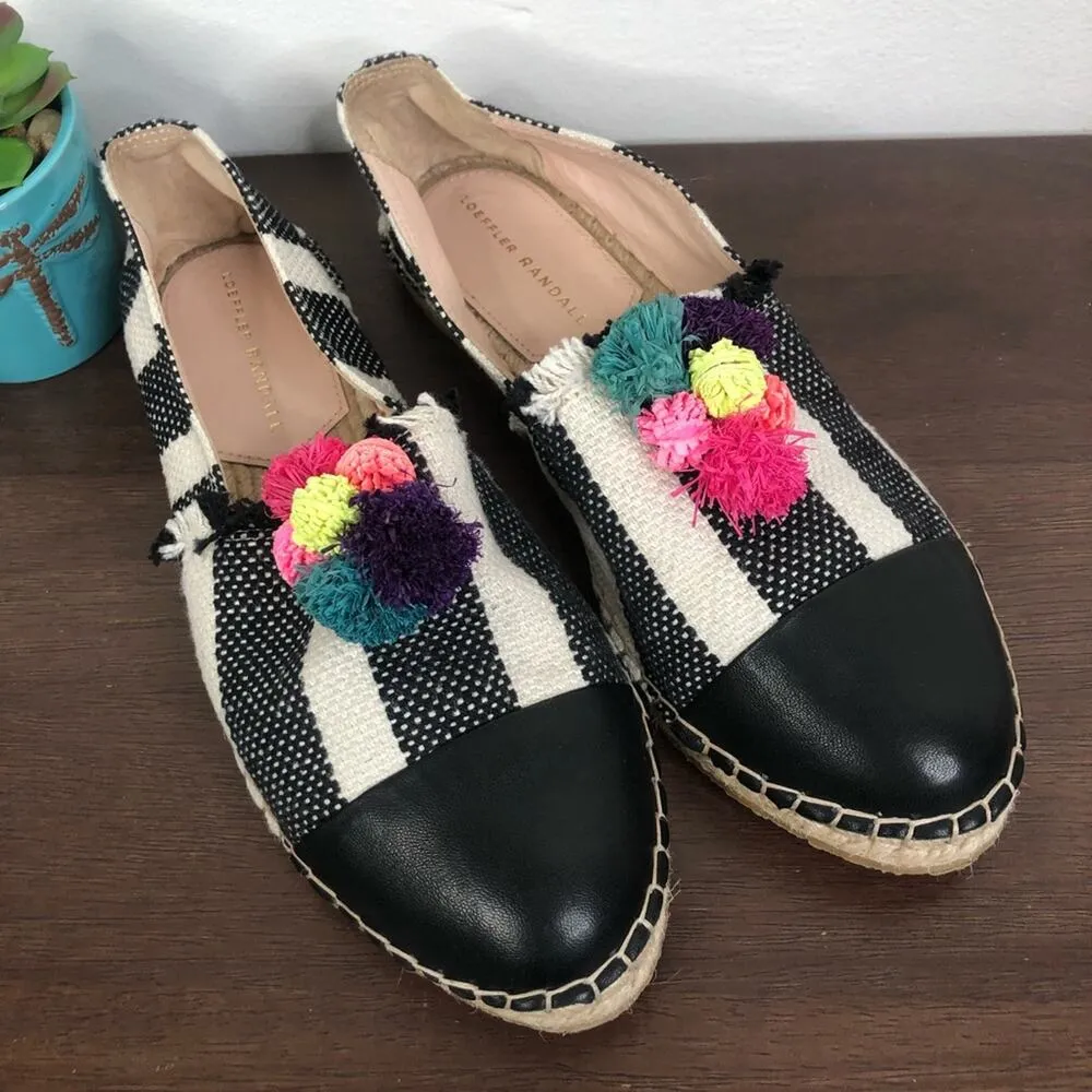 Loeffler Randall Mara Pom Pom Espadrille Slip On Canvas Shoes Women's Size 8B - Image 3
