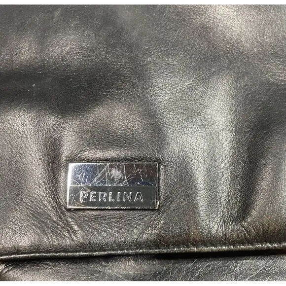 PERILINA BLACK LEATHER‎ BACKPACK  9x11x3" - Image 12