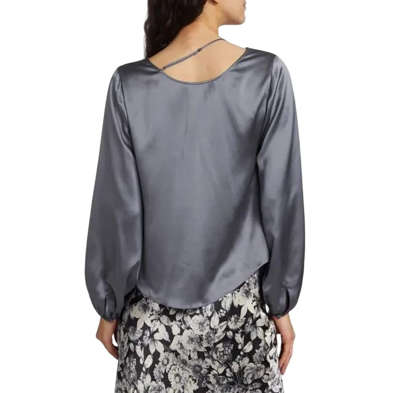 Cinq a sept Jordy Cowlneck 100% Silk Cowl Neck Long Sleeve Casual Blouse Size XS Blue - Image 2