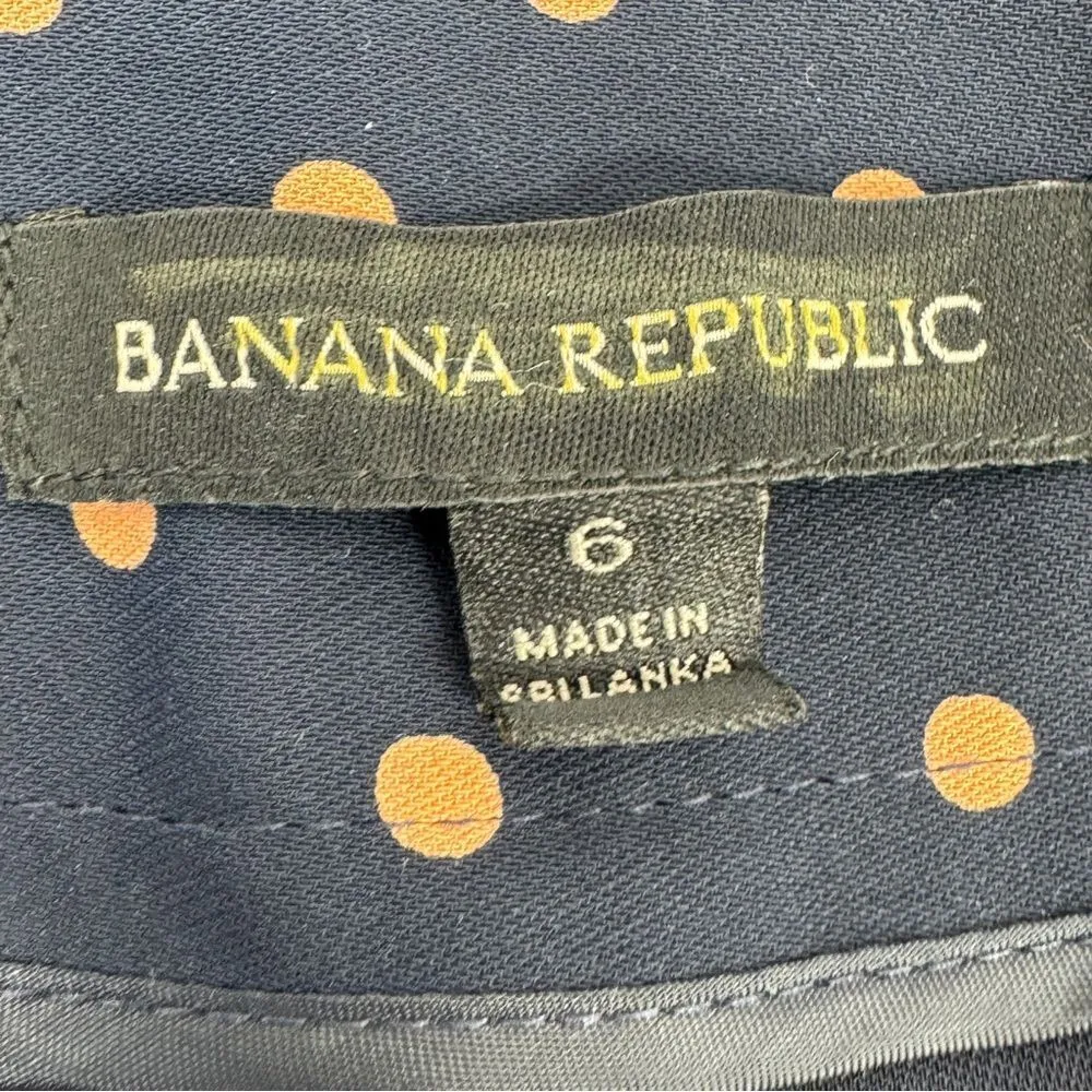 Banana Republic High Rise Wide Leg Polka Dot Pants Blue Tan Size 6 - Image 9