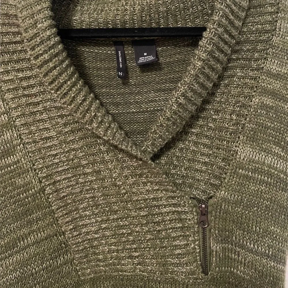 New‎ Directions Short Sleeve Knit Mini Dress Zipper Detail Green Medium - Image 3