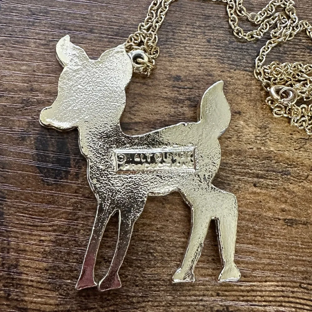 WALT DISNEY PRODUCTIONS Vintage Bambi Enamel Necklace - Image 2