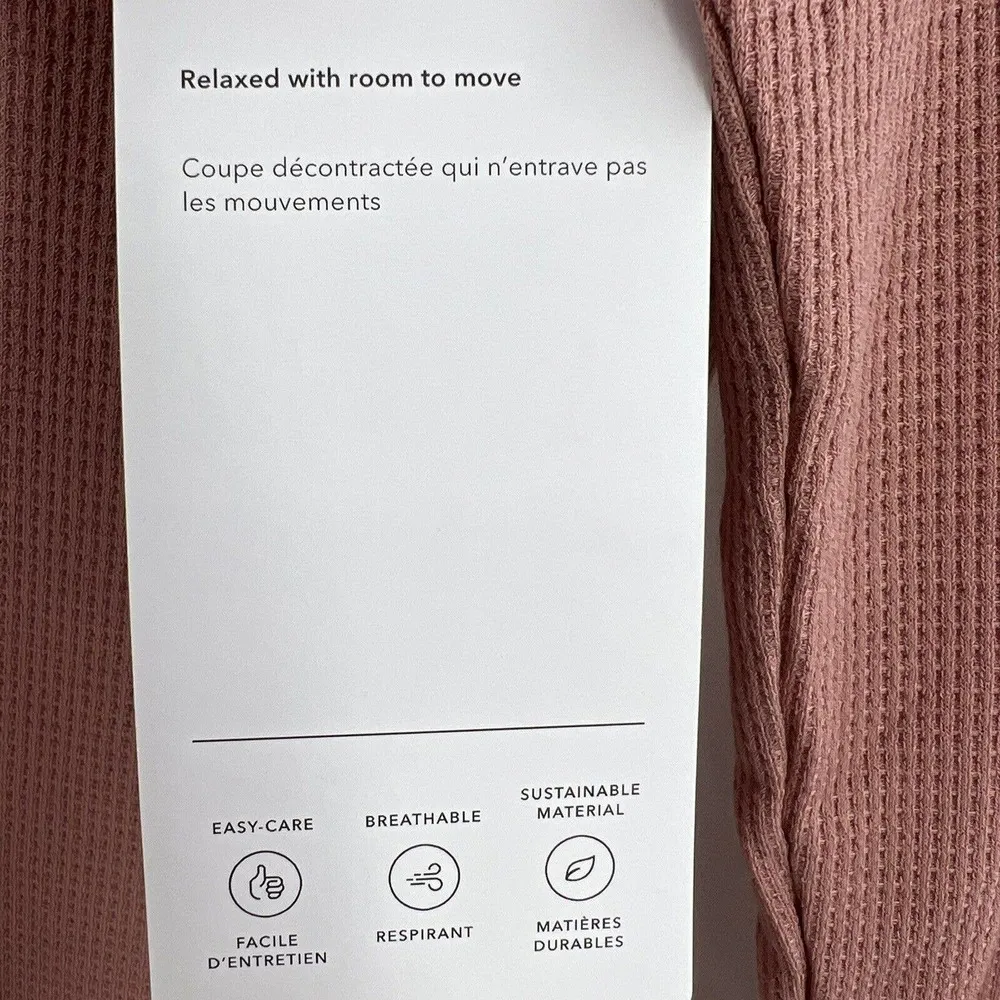 Athleta Wind Down Waffle Knit V Neck Sleep Top Palermo Pink Size XS New - Image 5
