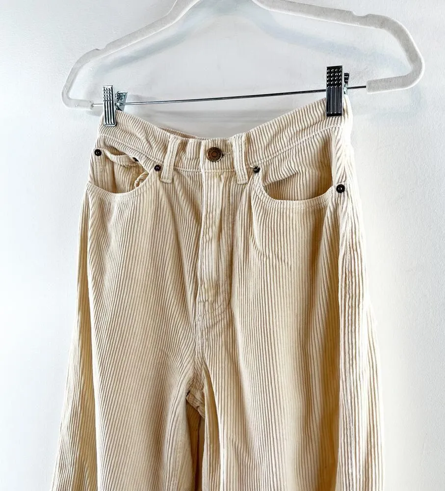 BDG High & Wide Corduroy Cotton Wide Leg Pants Cream 25 / 0 - Image 10