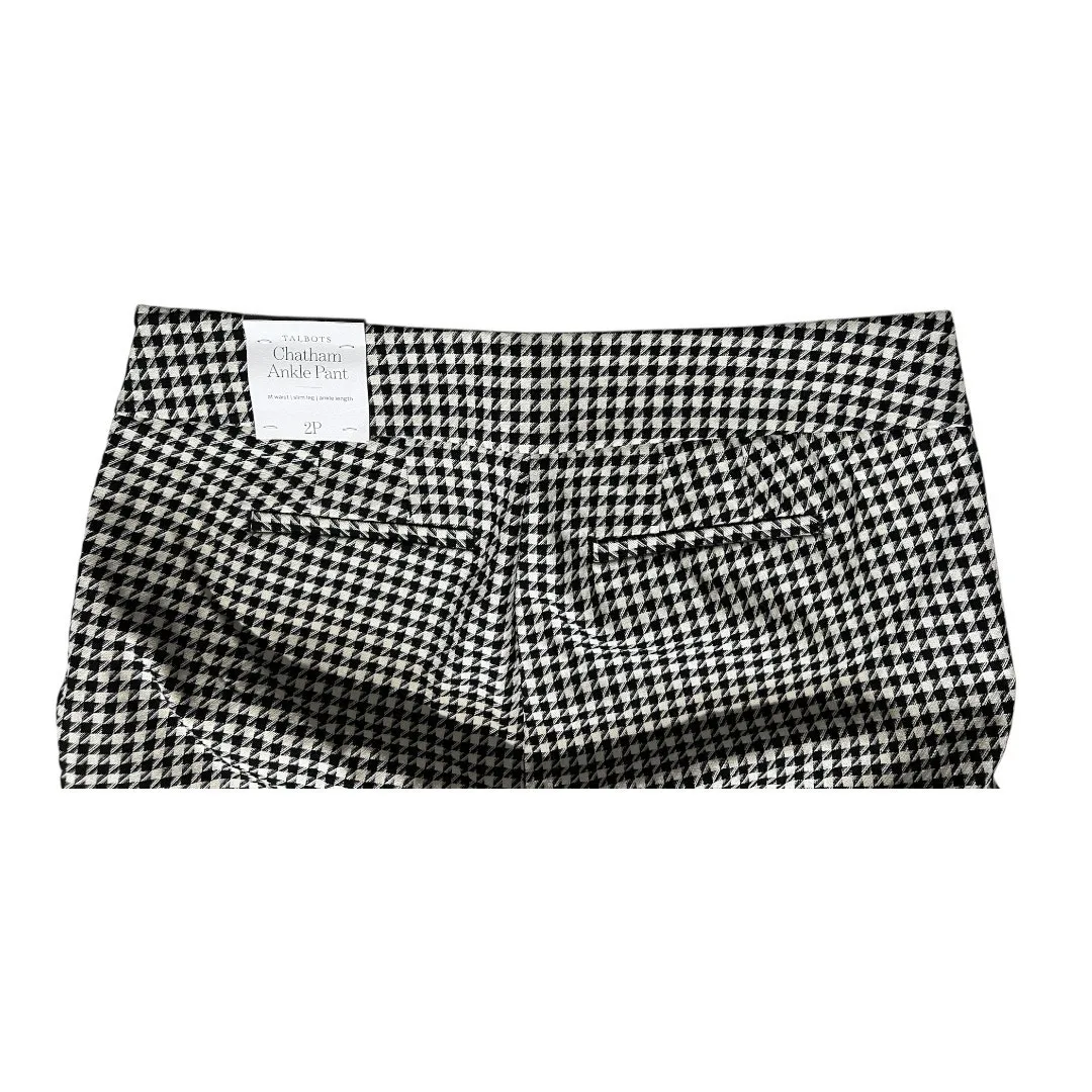Nwt Talbots size 2 petite black & white checked houndstooth chatham ankle pants - Image 8