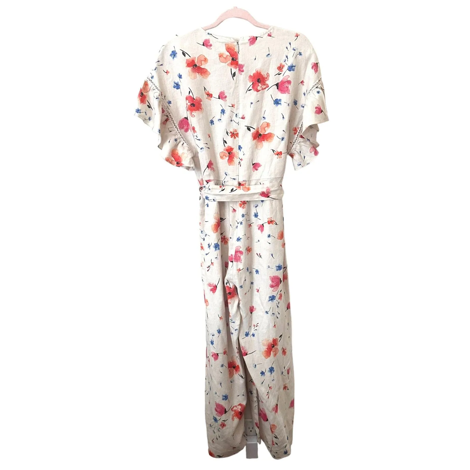 SAYLOR Mae Floral‎ Linen Jumpsuit Sz Large - Image 4