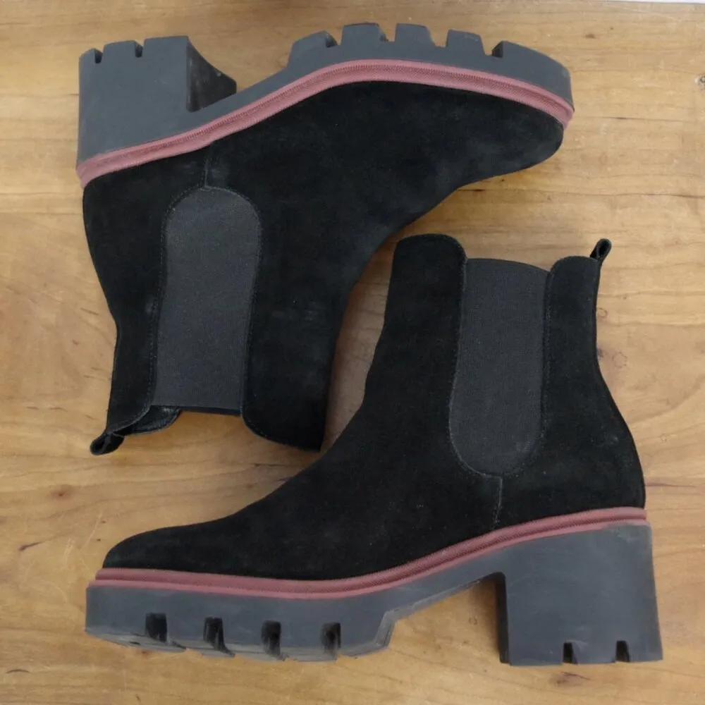 Portuguese Made Black Suede Chunky Sole Chelsea Boots Size 6.5 - Image 6