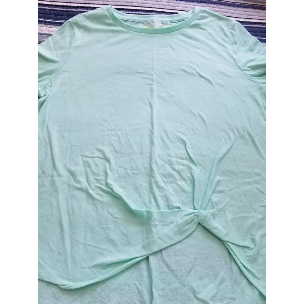 Zella Womens Twist T-Shirt Short Sleeve Crew Neck Active Green Statue Size (M) - Image 4