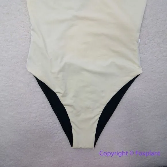 NEW La Gotta zariah color blocked asymmetric one piece swimsuit, size S White - Image 3