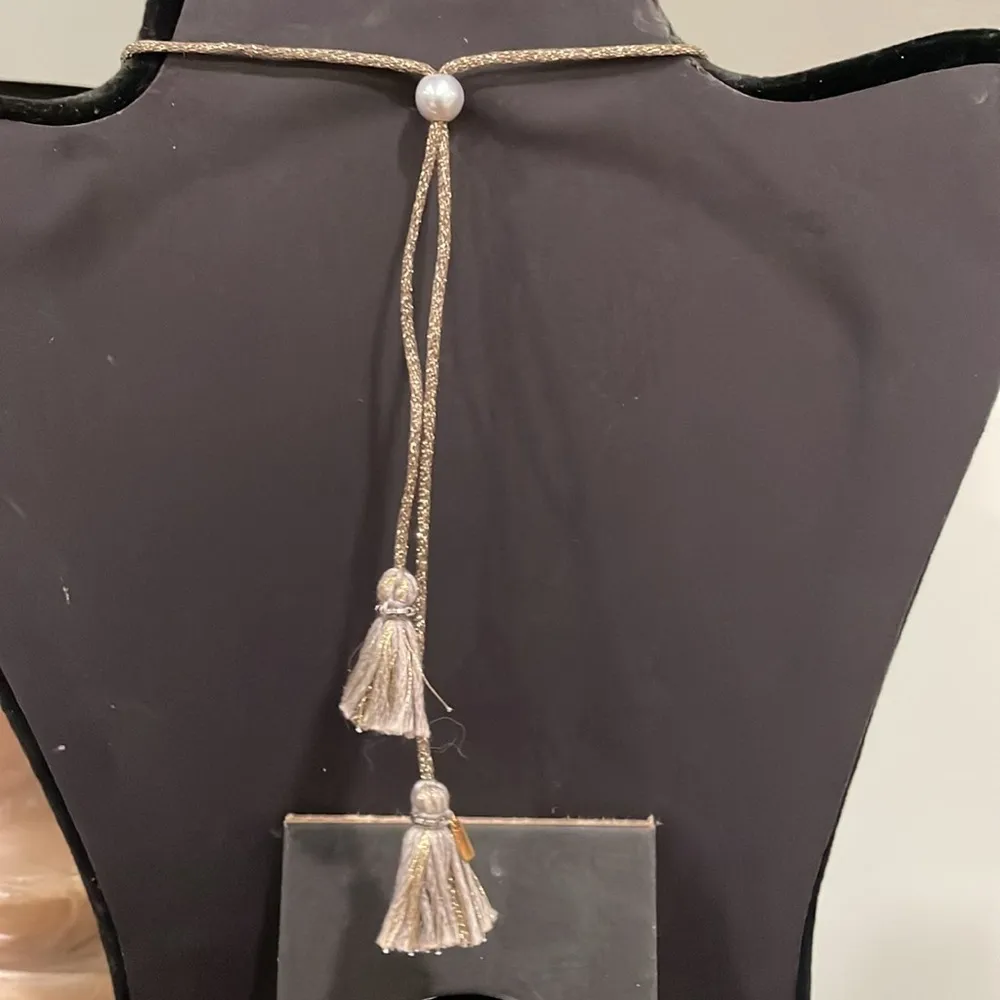 Chan Luu natural grey geode stone and larger crystaltal double tassel necklace - Image 7