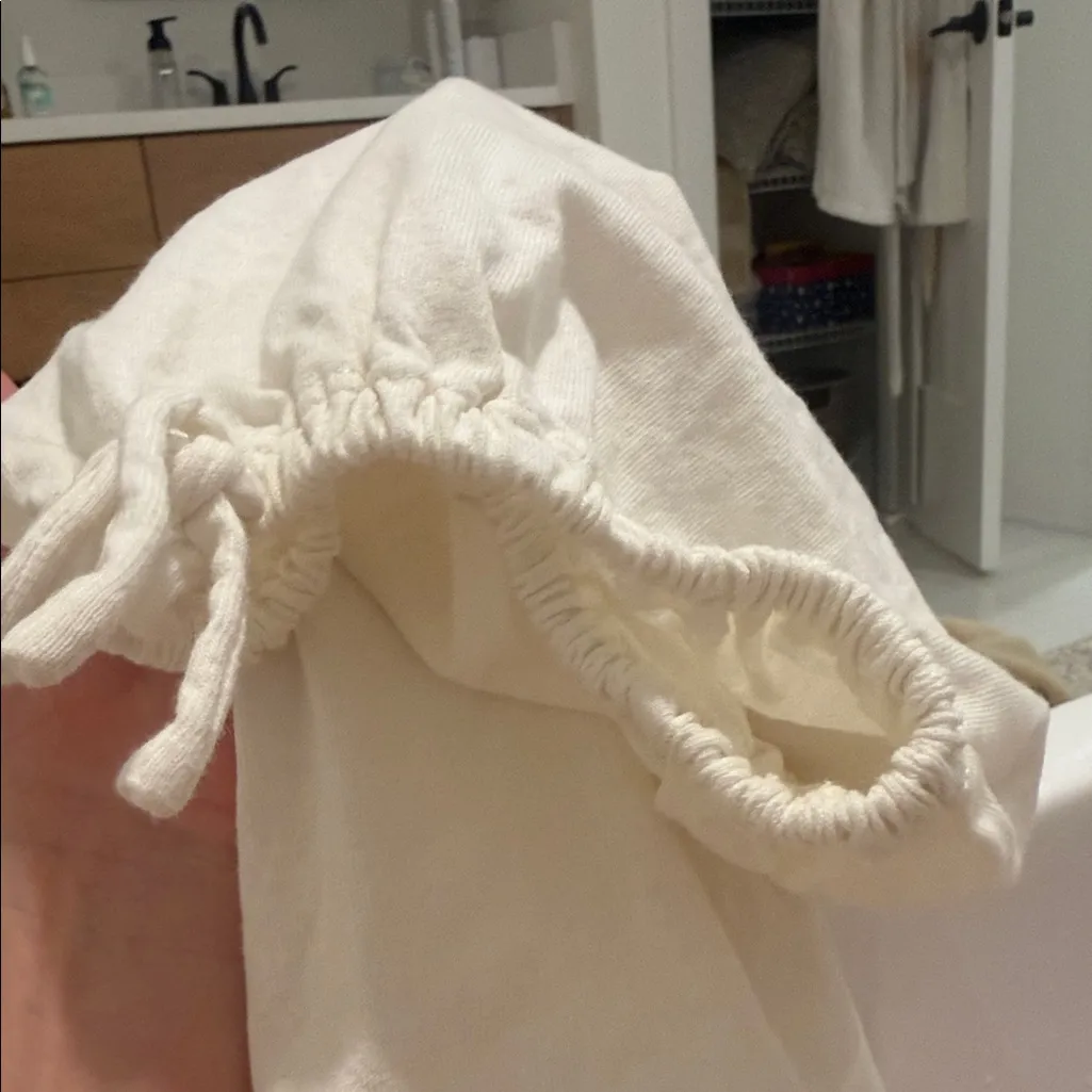 Free People Kitty Tee Ivory Cropped Puff Sleeve Bow Front Cottagecore Top SZ XL! - Image 6