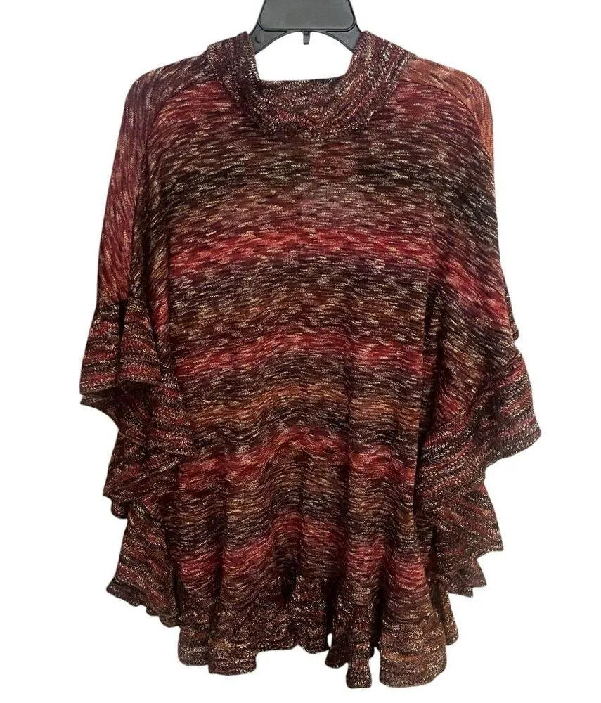 Chico's women's S/M ruffle knit ruana open front cardigan sweater NWT - Image 2