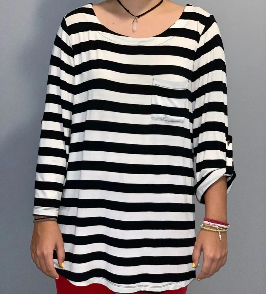 Cable & Gauge Black And White Striped Top - Image 5