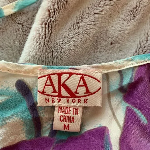 AKA Vintage Y2K Silk Tank Top Tie Strap‎ Ruffle Sleeveless Floral Blouse Size M White Size M - Image 4