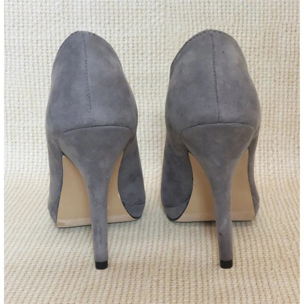 Apt. 9 Gray Faux Suede High Heel Slip On Shoes Booties Size 6M  4" Heel Winter - Image 6