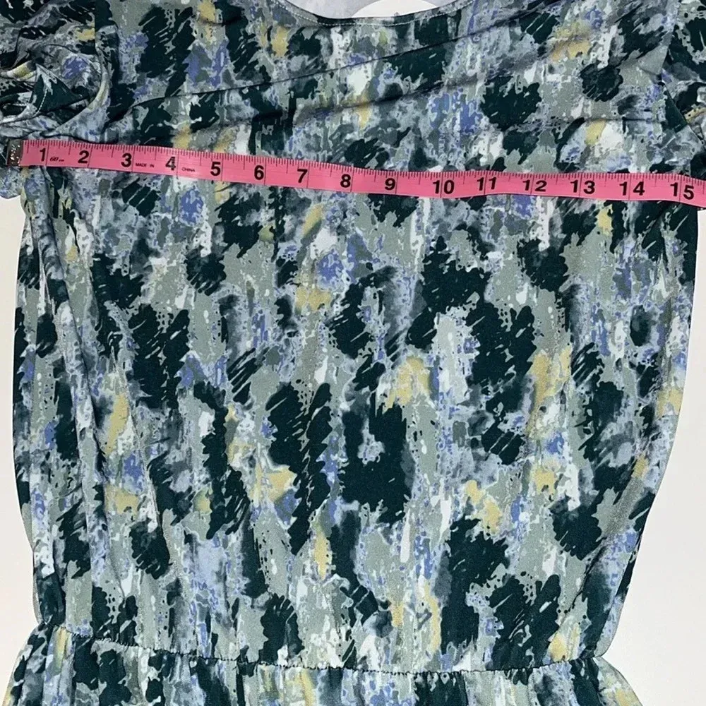 Rare NWT boutique dress rainforest print dress ruffle sleeves ruffle hem layered Blue Size XS - Image 5