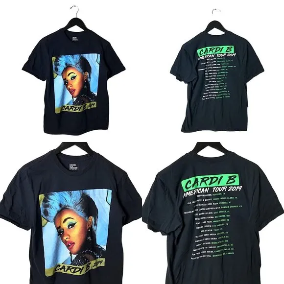 2019 Cardi B Rap Tee American Tour T Shirt Female Rapper Artist Music Graphic - Image 2