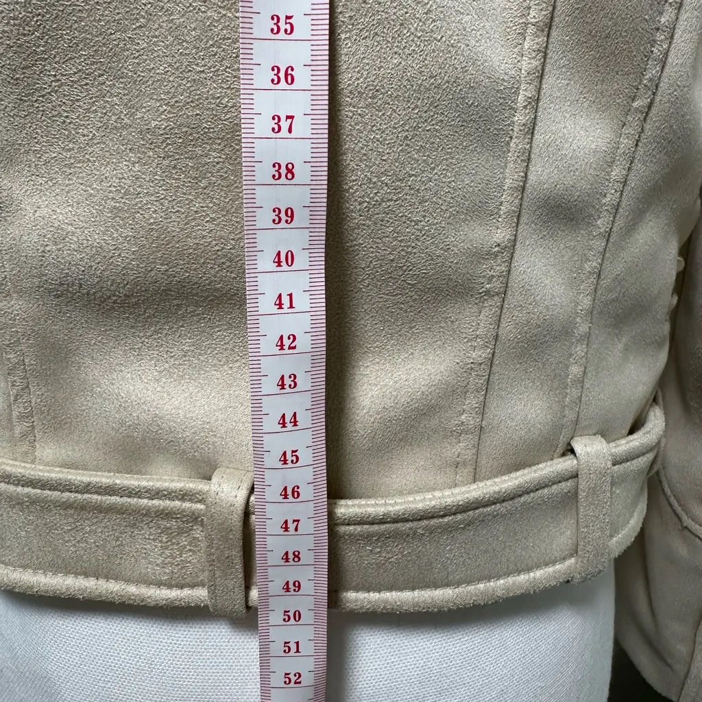 Zara Cream faux suede Biker Jacket - Image 4