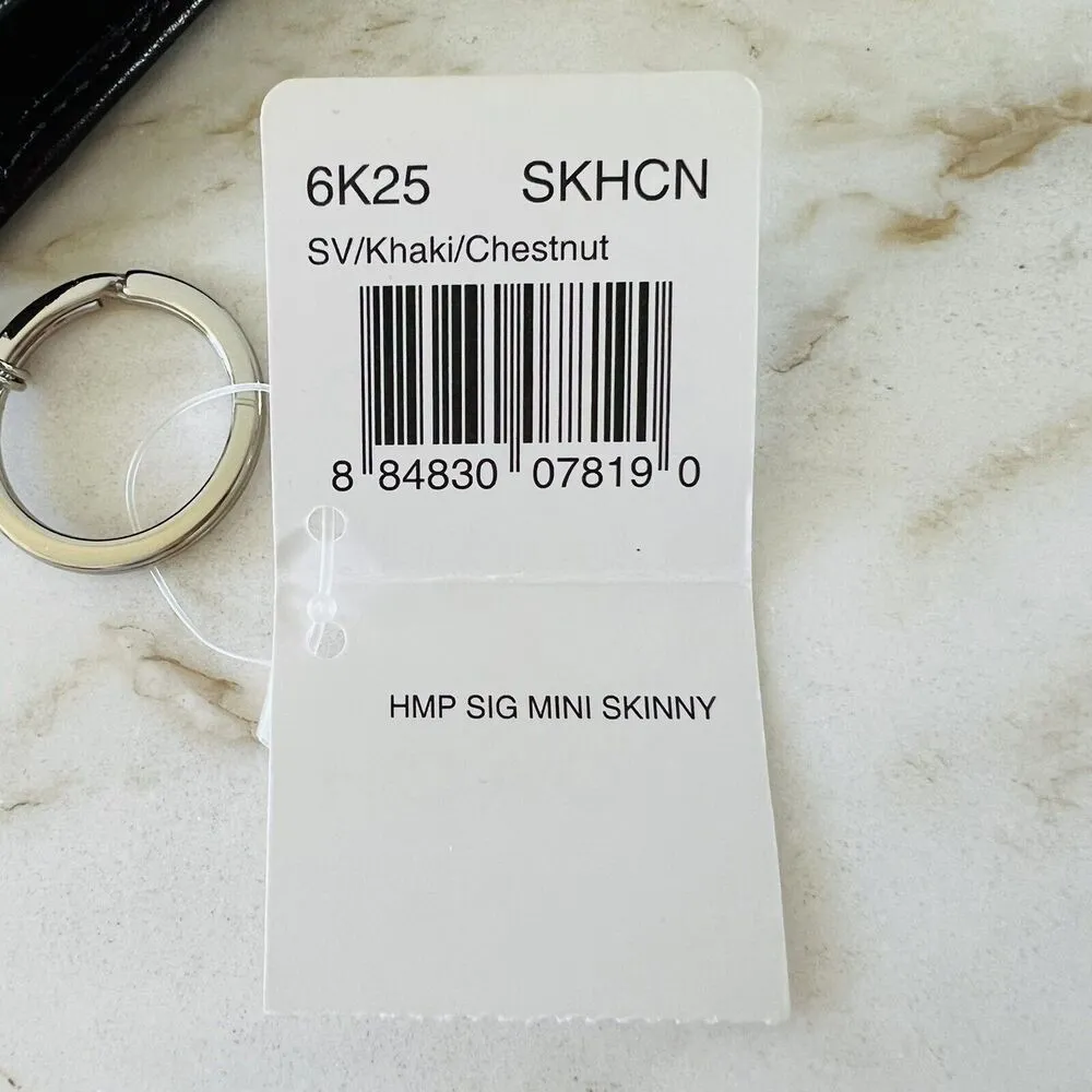 COACH Khaki Chestnut Signature Mini Skinny Cardholder Keychain Keyring Wallet - Image 6