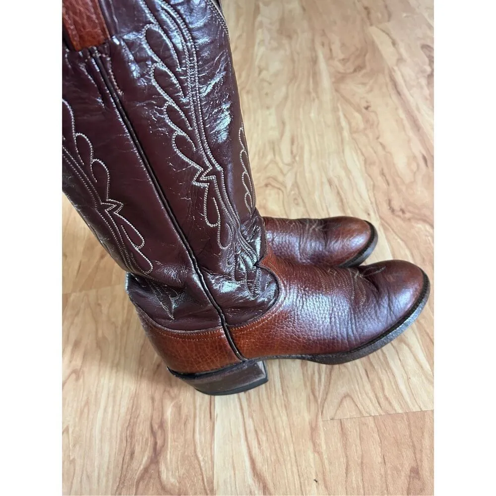 Tony Lama Pointed Toe Western Cowboy Boots Size 5.5 Brown Leather Rodeo - Image 2