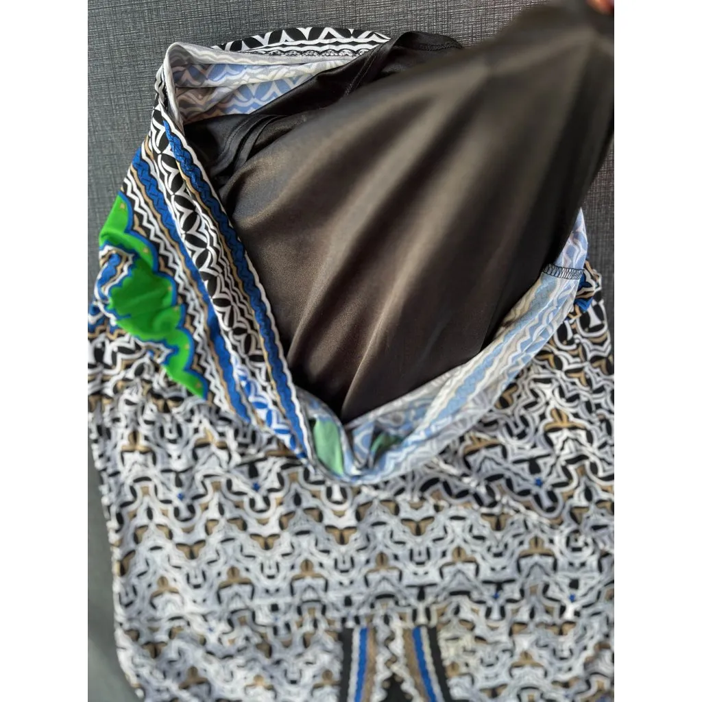 Laundry By Shelli Segal L Tunic Shift Dress Drop Waist Stretch Lined Black Blue - Image 5