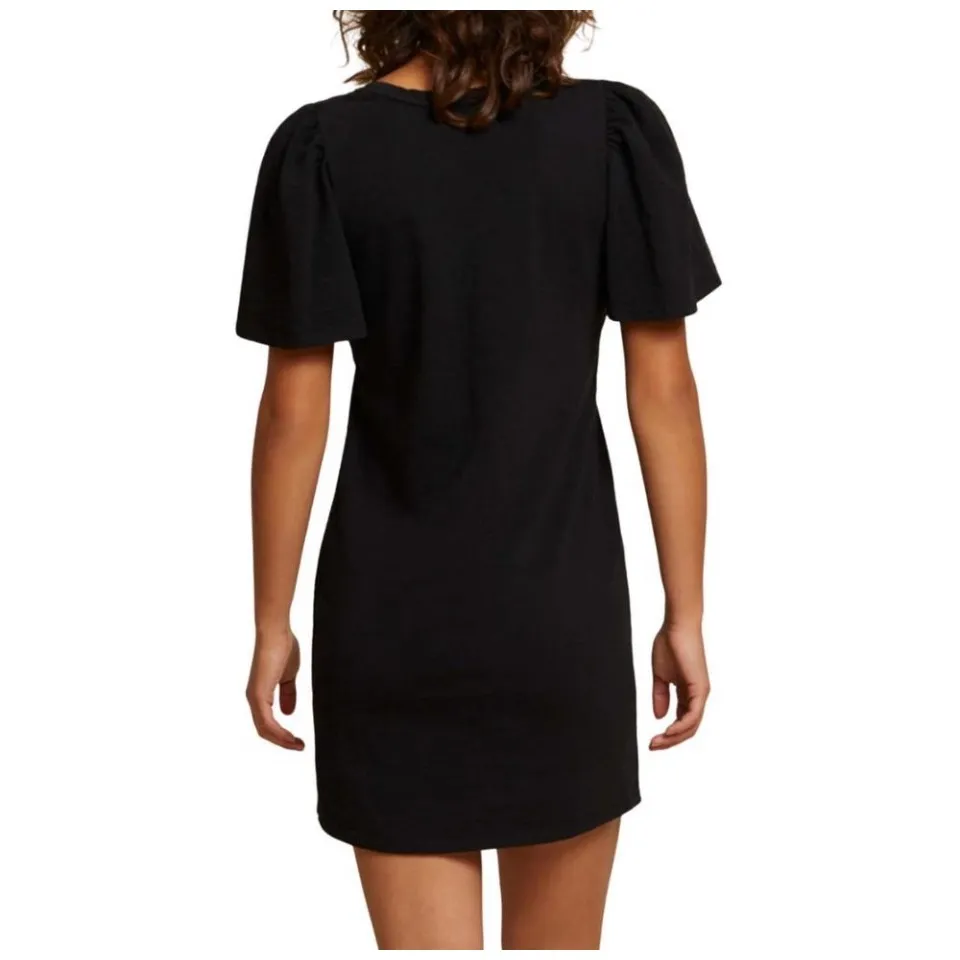 Nation LTD Mallory Black Puffed Sleeve V Neck T Shirt Dress Size‎ S Made in Peru - Image 2