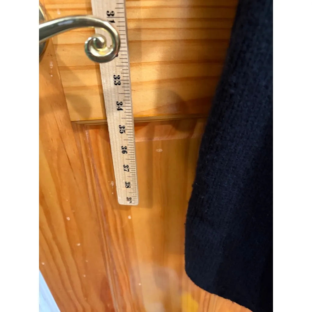 Mary McFadden Collection Black Lambswool Faux Fur Collar Belted Cardigan Coat 1X - Image 5