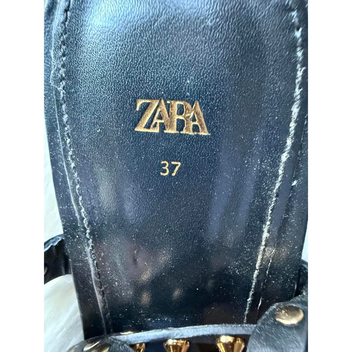 Zara Black Studded Leather Sandals - Image 5